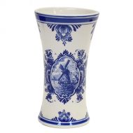 Vase Delft Blue Windmill/Floral on Back 